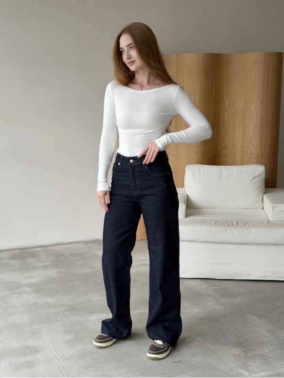 Джинси темно сині wide leg-3890 