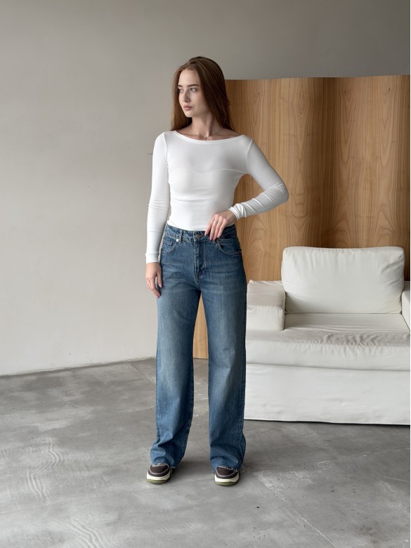 Джинси сині WIDE LEG-3879 