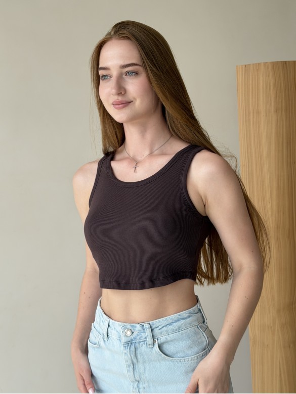 Топ з чашками коричневий 797