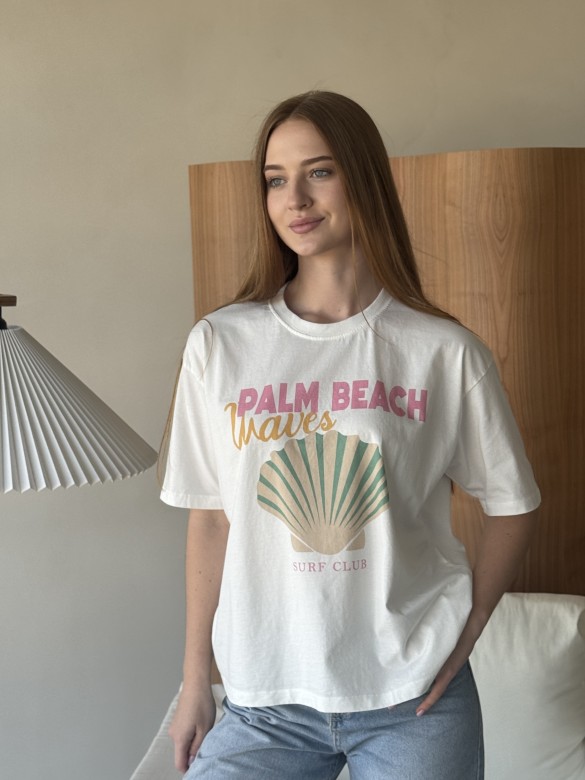 Футболка принт молочна Palm Beach