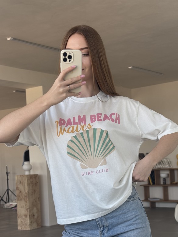 Футболка принт молочна Palm Beach