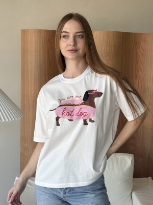 Футболка принт молочна HotDog
