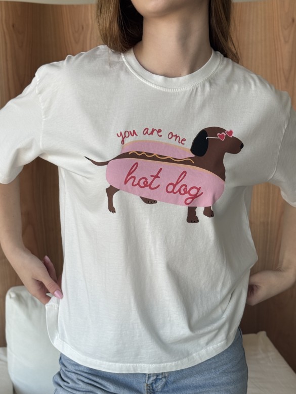 Футболка принт молочна HotDog