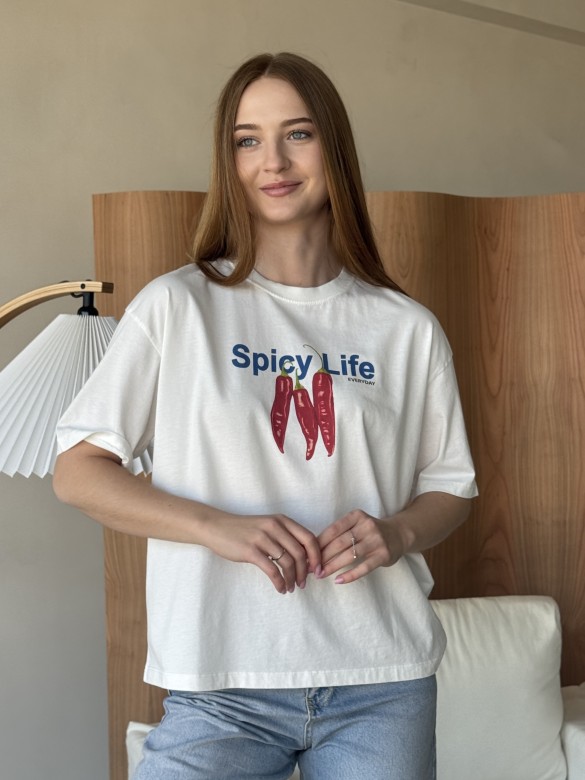Футболка принт молочна Spicy Life