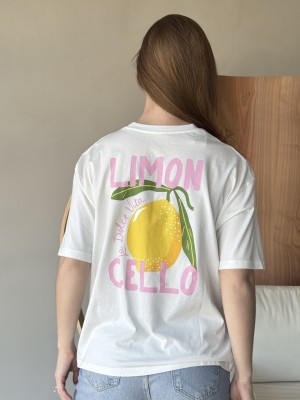 Футболка молочна принт Lemon