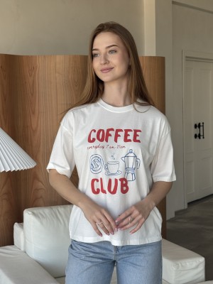 Футболка принт молочна Coffee Club