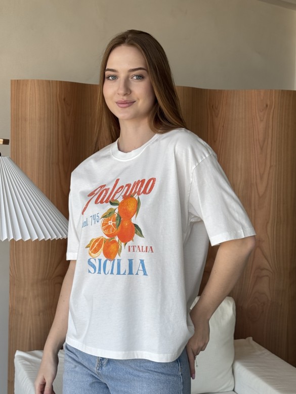 Футболка принт молочна Palermo